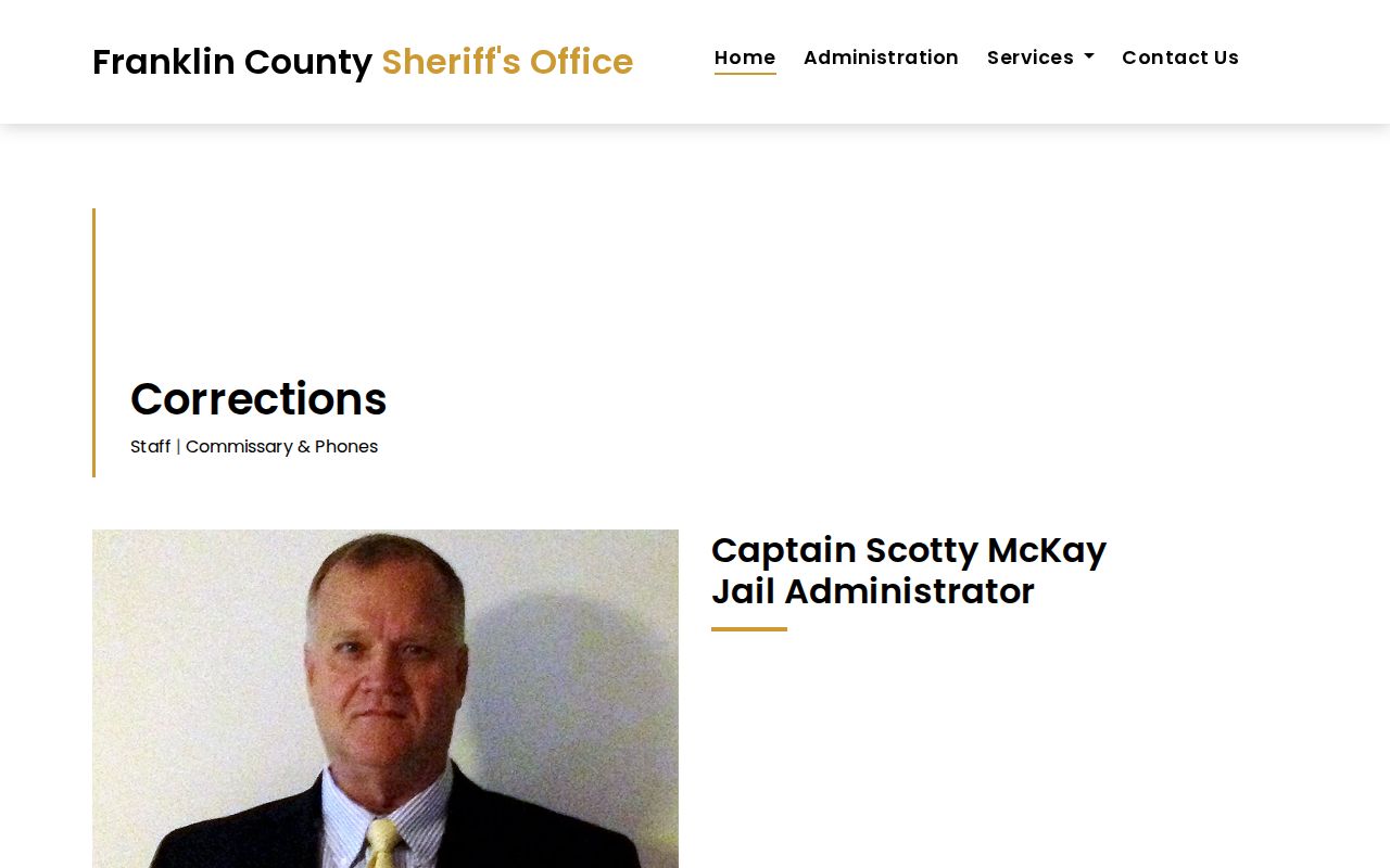 Franklin County jail corrections information for recent arrest records